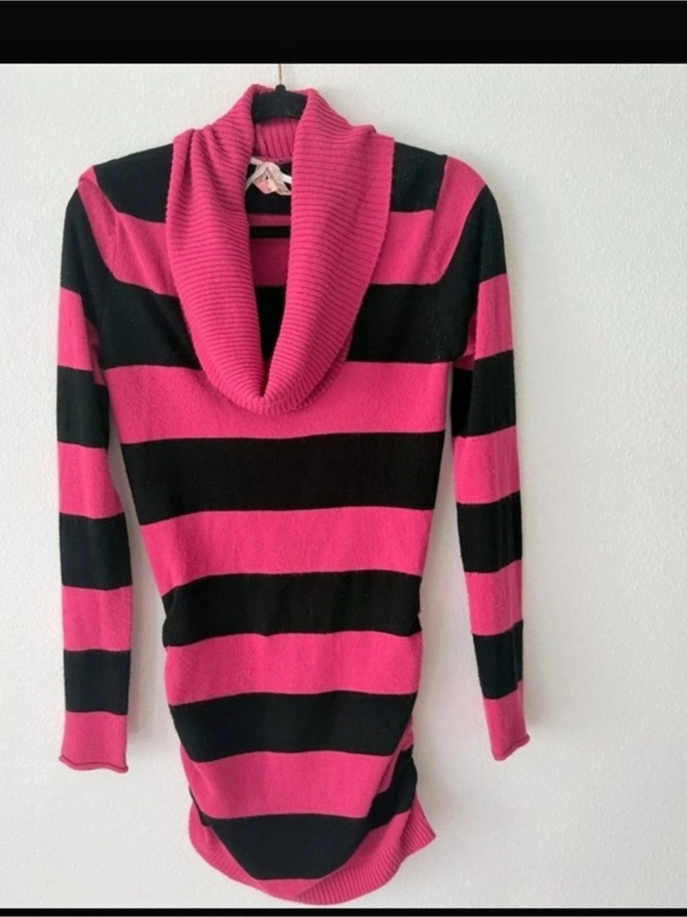 Derek Heart Striped Cowl Neck Sweater